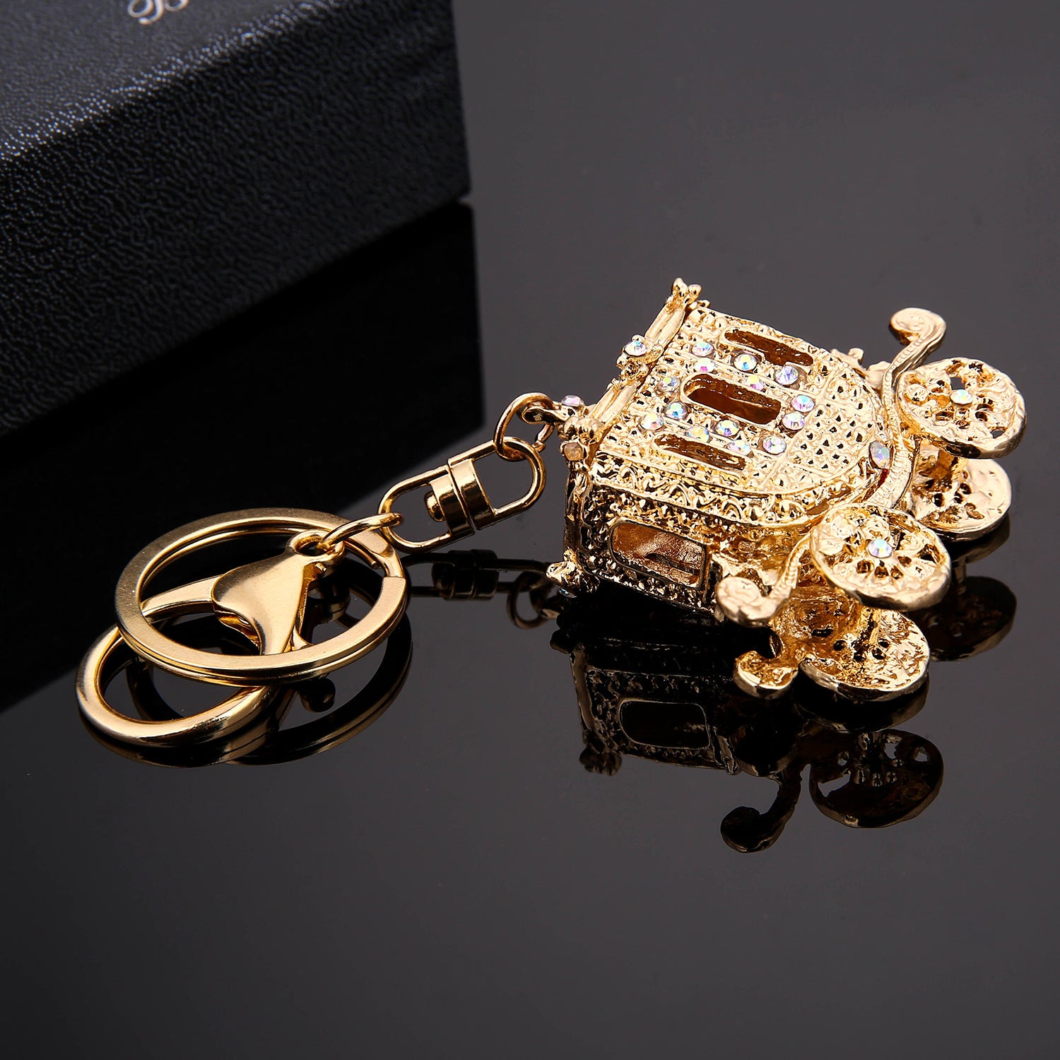 Wholesale Diamond Pumpkin Car Metal Keychain